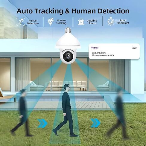 كاميرا مراقبة بمصباح كهربائي - 2.4 جيجا هرتز واي فاي 1080 بكسل كاميرات مراقبة لاسلكية داخلية وخارجية وكشف الحركة والتنبيه، محادثة ثنائية الاتجاه، رؤية ليلية ملونة، يمكن استخدامها كمصباح شارع in Kuwait