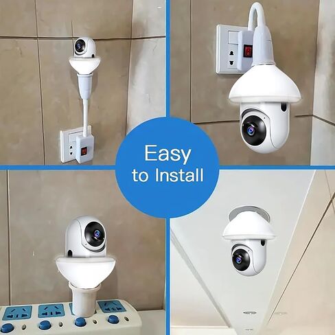 كاميرا مراقبة بمصباح كهربائي - 2.4 جيجا هرتز واي فاي 1080 بكسل كاميرات مراقبة لاسلكية داخلية وخارجية وكشف الحركة والتنبيه، محادثة ثنائية الاتجاه، رؤية ليلية ملونة، يمكن استخدامها كمصباح شارع in Kuwait