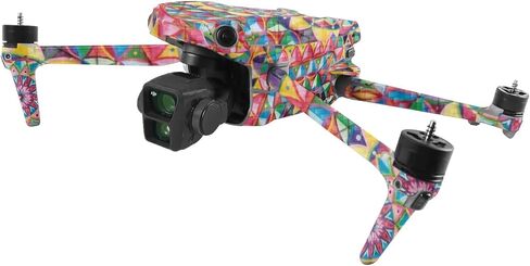 غلاف MightySkins مصنوع من ألياف الكربون متوافق مع DJI Air 3 - Rainbow Kaleidscope | لمسة نهائية واقية ومتينة من ألياف الكربون | سهل التطبيق in Kuwait