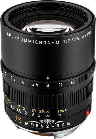 لايكا APO-Summicron-M 75 ملم f/2 ASPH. عدسة سوداء | عدسة بورتريه مدمجة على شكل حرف M مزودة بتصحيح APO ودقة التركيز البؤري اليدوي (11637) + طقم مرشح العدسة + طقم التنظيف + حافظة الغطاء in Kuwait