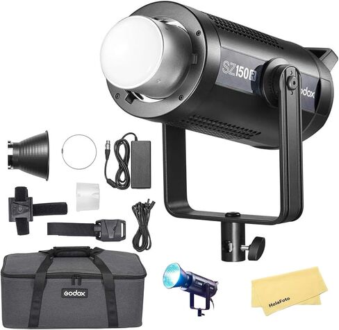 Godox SZ150R Zoom Handheld RGB LED Video Light، 150W LED Bowens Mount مصباح الإضاءة المستمر، 2800K-6500K CCT، High 97+CRI 96+TLCI، مع 37 تأثيرات FX، التحكم APP/DMX، لتسجيل الفيديو، البث المباشر in Kuwait