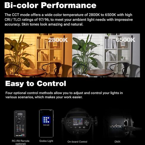 Godox SZ150R Zoom Handheld RGB LED Video Light، 150W LED Bowens Mount مصباح الإضاءة المستمر، 2800K-6500K CCT، High 97+CRI 96+TLCI، مع 37 تأثيرات FX، التحكم APP/DMX، لتسجيل الفيديو، البث المباشر in Kuwait