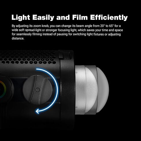 Godox SZ150R Zoom Handheld RGB LED Video Light، 150W LED Bowens Mount مصباح الإضاءة المستمر، 2800K-6500K CCT، High 97+CRI 96+TLCI، مع 37 تأثيرات FX، التحكم APP/DMX، لتسجيل الفيديو، البث المباشر in Kuwait