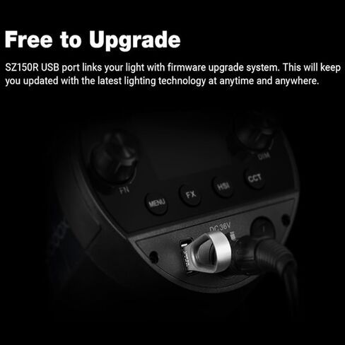 Godox SZ150R Zoom Handheld RGB LED Video Light، 150W LED Bowens Mount مصباح الإضاءة المستمر، 2800K-6500K CCT، High 97+CRI 96+TLCI، مع 37 تأثيرات FX، التحكم APP/DMX، لتسجيل الفيديو، البث المباشر in Kuwait