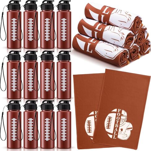24 Pieces Baseball Water Bottle Baseball Cooling Towel Set Include 12 Reusable Sports Squeeze Water Bottle 12 Ice Towel Breathable 40"x12" Cooling Towels for Soccer Sport Team Gift in Saudi Arabia