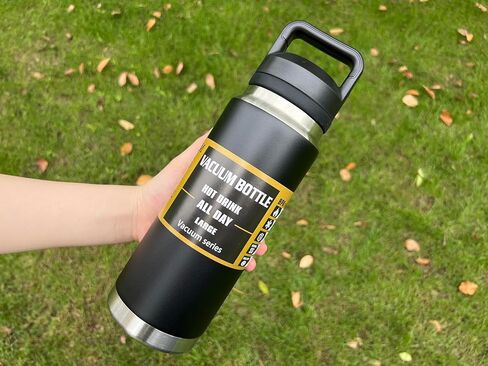 27oz Stainless Steel Standard Water Bottle Double Wall Vacuum Bottle with Comfortable Carrying Handle, Hot/Cold Water 24 Hours for Gym, Travel, Outdoor & Workout (White) in Saudi Arabia