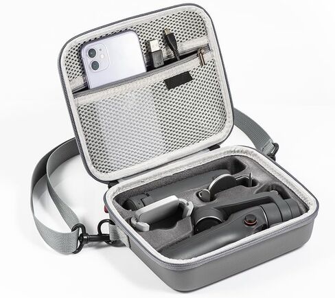 حافظة DJI Osmo Mobile 6، حقيبة كتف محمولة من البولي يوريثان، حافظة صلبة مقاومة للماء للسفر لجهاز Osmo Mobile 6 Gimbal Stabilizer وملحقاتها (رمادي) in Saudi Arabia