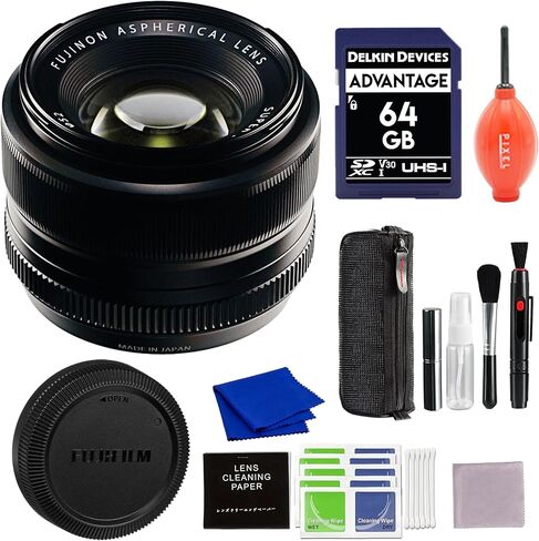 عدسة FUJIFILM XF مقاس 35 مم f/1.4 R مع بطاقة SD سعة 64 جيجابايت وملحقات متقدمة in Kuwait