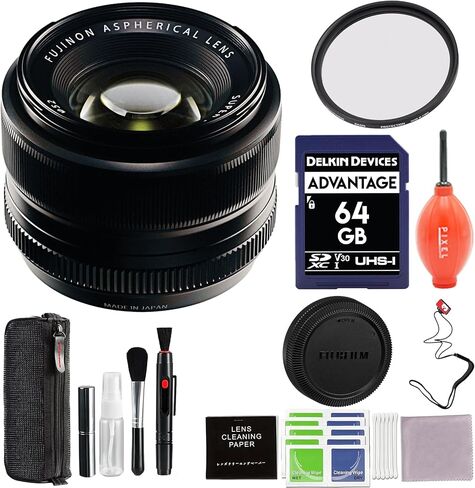 عدسة FUJIFILM XF مقاس 35 مم f/1.4 R مع بطاقة SD سعة 64 جيجابايت وملحقات متقدمة in Kuwait