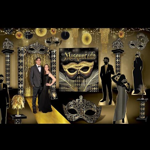دعامات عمود قصيرة ثلاثية الأبعاد من رقائق معدنية من Masquerade - 33.75 بوصة - مجموعة من قطعتين in Kuwait
