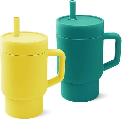 DLOCCOLD Silicone Straw Cup, Adorable Miniature Tumbler with Spill Proof Straw Handle, Tumbler Cup, 10oz, Easy to Clean in Saudi Arabia