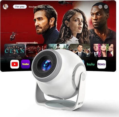 جهاز عرض صغير ذكي مزود بنظام تشغيل Android 14، وفك تشفير الفيديو 1080P/4K/8K، وواي فاي 6 وبلوتوث 5.4، وحامل قابل للدوران 270 درجة، وحجر مفاتيح عمودي تلقائي، وجهاز عرض محمول لغرفة النوم والترفيه المنزلي in Saudi Arabia