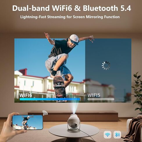 جهاز عرض صغير ذكي مزود بنظام تشغيل Android 14، وفك تشفير الفيديو 1080P/4K/8K، وواي فاي 6 وبلوتوث 5.4، وحامل قابل للدوران 270 درجة، وحجر مفاتيح عمودي تلقائي، وجهاز عرض محمول لغرفة النوم والترفيه المنزلي in Saudi Arabia