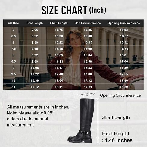 Vepose Women's Knee High Boots, Tall Riding Square Toe Chunky Low Heel Motorcycle Boots with Rivets in Saudi Arabia