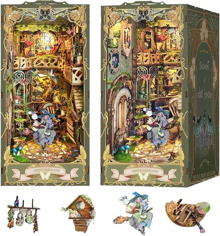 DIY Magic Book Nook Kit -ألغاز خشبية ثلاثية الأبعاد للبالغين والمراهقين ، مجموعة Diy Decor Miniature Miniature مع مصباح LED ، هدايا لأصدقاء العائلة -متجر عصا Magic (SQ -51) in Kuwait