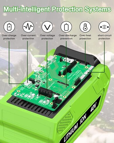 بطارية ليثيوم 40 فولت 6000 مللي أمبير في الساعة بديلة لبطارية Greenworks 40V 6.0Ah متوافقة مع أداة Greenworks 40V وشاحن، حزمة واحدة in Kuwait