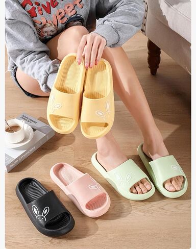 Rabbit Slippers Cute Cartoon Slipper Simple Rabbit Head Pattern Slipper Cloud Stepping Feeling Indoor And Outdoor Thick Sole Slippers in Saudi Arabia
