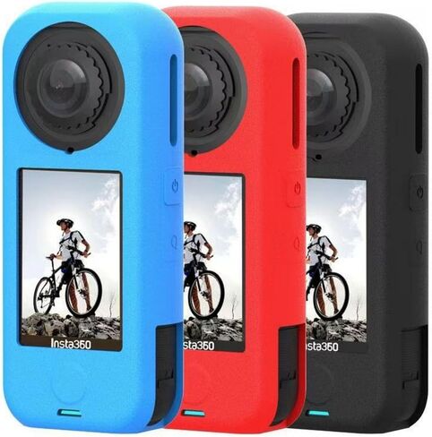 حافظة واقية من السيليكون لجهاز Insta360 X4 Air، مبيت وأكمام جلدية ناعمة، مع غطاء عدسة لكامل الجسم لحماية العدسات وملحقات الكاميرا (أسود) in Kuwait