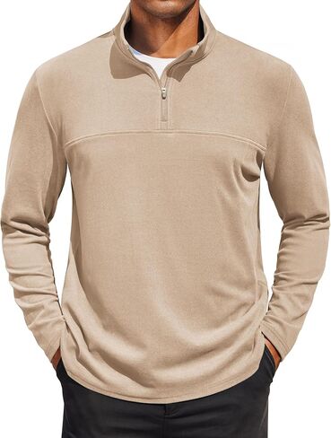 Coofandy Mens Quarter Zip Pullover Long Sleeve Mortleneck Sweatshirts Thermal Workout Golf Polo Shirt in Saudi Arabia