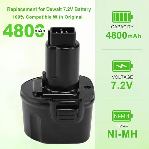 2 حزمة 4800 مللي أمبير بديلة لبطارية ديوالت 7.2 فولت DW9057 DE9057 DE9085، متوافقة مع أداة ديوالت 7.2 فولت DW920K DW920K2 DW925K DW925K2 DW968K in Saudi Arabia