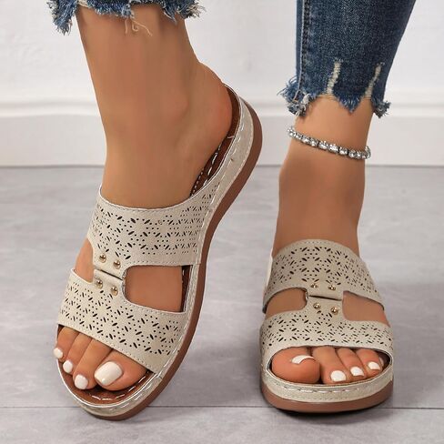 Womens Low Heels Wedge Sandals Dressy Sandals Comfortable Walking Casual Slip on Platform Wedge Summer Shoes in Saudi Arabia