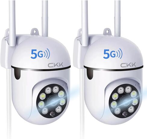 CKK 1080P Security Camera Outdoor Corded Power, 3 Pcs 2MP PTZ WiFi Home Camera (2.4G/5G Dual-Band), 360° Pan/Tilt, Color Night Vision, Motion Alerts, 2-Way Audio, Compatible with Alexa in Saudi Arabia