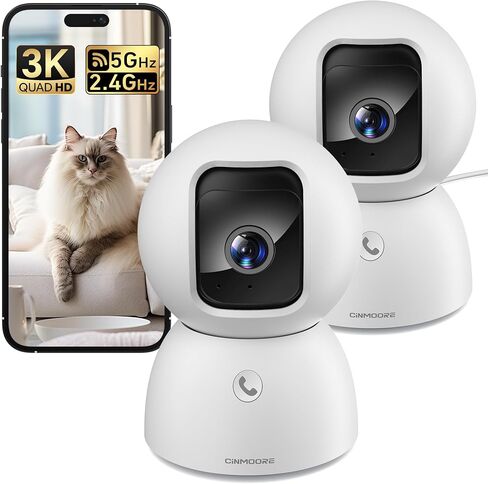 كاميرا 3K للحيوانات الأليفة، كاميرا داخلية 5G WiFi مع تكبير 4x، كاميرا للحيوانات الأليفة/الكلاب/الأطفال مع تطبيق الهاتف، اكتشاف الإنسان/الحيوانات الأليفة/الوجه، تتبع الذكاء الاصطناعي بزاوية 360 درجة، رؤية ليلية، توصيل، صوت ثنائي الاتجاه، وضع الخصوصية in Kuwait