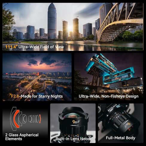 AstrHori 9mm F2.8 APS-C Ultra Wide Angle Lens for Sony E, Compatible with Sony E-Mount Cameras A5000 A6000 A6100 A6300 A6400 A6500 A6600 NEX-3 NEX-3N in Saudi Arabia