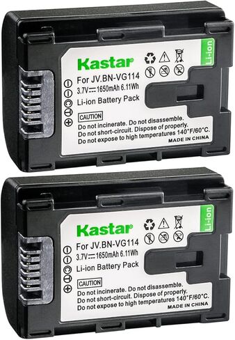 Kastar BN-VG114 Battery (2-Pack) Replacement for JVC BN-VG107 BN-VG107U BN-VG108U BN-VG108E BN-VG114 BN-VG114U BN-VG114US Rechargeable Lithium-ion Battery in Saudi Arabia