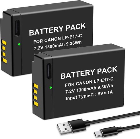 2 حزمة USB-C LP-E17 بطارية شحن سريع لكاميرات EOS R8، R10، R50، R100، EOS RP، Rebel T6i، T6s، T7i، T8i، Rebel SL2، SL3، EOS M3، M6، M6 Mark II، EOS 77D، 750D، 760D، 800D، KISS X8i in Saudi Arabia