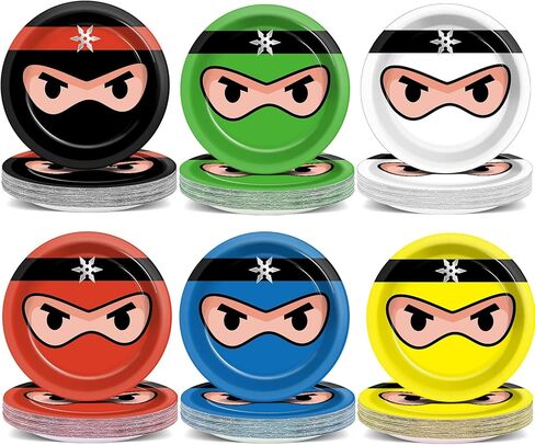 72PCS Ninja Birthday Plates Ninja Party Supplies Ninja Warrior Tableware Ninja Master Plates Karate Disposable Plate Dessert Paper Plates for Boys Girls Kids Baby Shower Favors 6.7*6.7inch in Kuwait