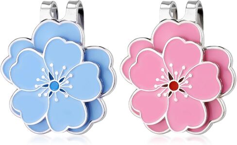 Magnetic Golf Ball Marker with Hat Clip, Golf Marker Magnet Cap Clip Set Flower Shape Ball Bag Accessories for Women Men Golfer Putting Green Gift (Blue) in Kuwait