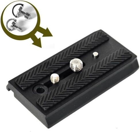 501PL لوحة انزلاقية سريعة الفك - متوافقة مع رؤوس حامل ثلاثي القوائم للكاميرا Manfrotto 501HDV، 503HDV، 701HDV، MVH400AH، 577/501/503/701 NG - تتضمن برغي حلقة على شكل حرف D 1/4 بوصة -20 و3/8 بوصة -16 in Kuwait