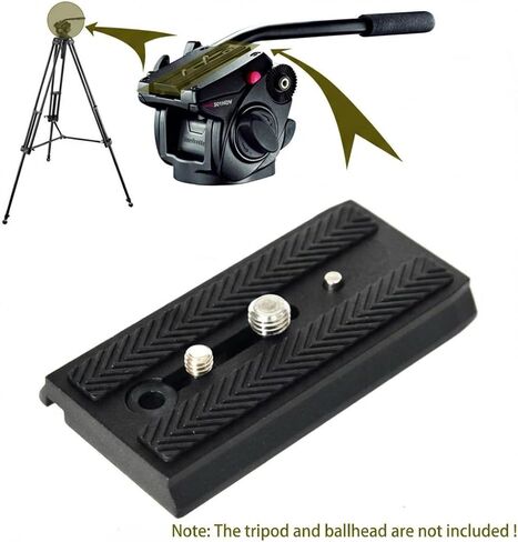 501PL لوحة انزلاقية سريعة الفك - متوافقة مع رؤوس حامل ثلاثي القوائم للكاميرا Manfrotto 501HDV، 503HDV، 701HDV، MVH400AH، 577/501/503/701 NG - تتضمن برغي حلقة على شكل حرف D 1/4 بوصة -20 و3/8 بوصة -16 in Kuwait