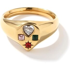 Chunky 18K Gold Plated Dome Rings for Women& Men Luxurious Cubic Zirconia Band Style Rings Bold Stacking Crossiant Statement Wrap Ring Classical Puff Domed Wide Band for Party Cocktail Christmas in Kuwait