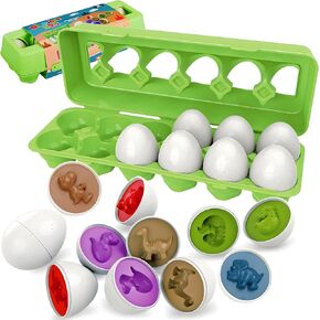 Matching Eggs for Toddlers 1-3, 12 Pcs Set Shape Sorter Puzzle Color Sorting Learning Fine Motor Skills Game, Sensory Educational Montessori Toys Gift for 1 2 3 Year Old Kids Baby Boys Girls in Kuwait