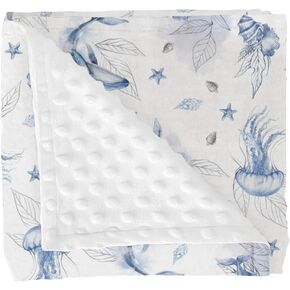 Fantasy Sea Animals Baby Blanket for Girl Boy Turtle Whale Jellyfish Corals Soft Mink Dotted Backing Double Layer Receiving Blanket Nautical Marine Life Bed Throws for Newborn Toddler Nursery 30x40 in Kuwait