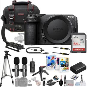 مجموعة هيكل كاميرا Nikon Z30 بدون مرآة + نظام ميكروفون لاسلكي + حزمة الملحقات التي تتضمن ذاكرة سعة 64 جيجابايت، وقبضة U، وحقيبة، وحامل ثلاثي القوائم، وبرامج والمزيد (27 عنصرًا) in Kuwait