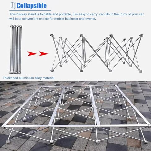 Tension Fabric Pop Up Display Stand Backdrop Booth, Portable Display Frame Rack with 2 Support Bars, Wedding Event/Birthday Party Background Truss(2.3x3.8m (7.5x12.5ft)) in Saudi Arabia