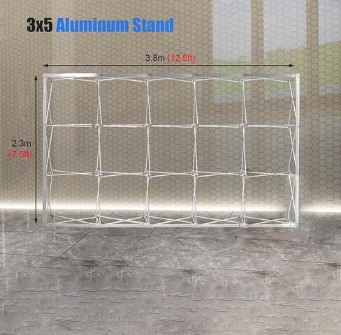 Tension Fabric Pop Up Display Stand Backdrop Booth, Portable Display Frame Rack with 2 Support Bars, Wedding Event/Birthday Party Background Truss(2.3x3.8m (7.5x12.5ft)) in Saudi Arabia
