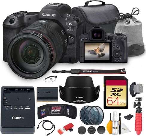 Canon EOS R5 Mark II Mirrorless Camera with 24-105mm f/4L is USM Lens Bundle | High-Resolution Full-Frame Sensor, Dual Pixel AF & 8K Video (6536C012) + 64GB Card + Bag + Card Reader + More in Saudi Arabia