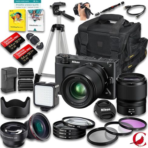 كاميرا Nikon ZR السينمائية مع عدسة مقاس 50 مم f/1.4 + ذاكرة سعة 128 جيجابايت + بطارية إضافية + حقيبة كاميرا + حامل ثلاثي القوائم + المزيد (حزمة مكونة من 29 قطعة) in Kuwait