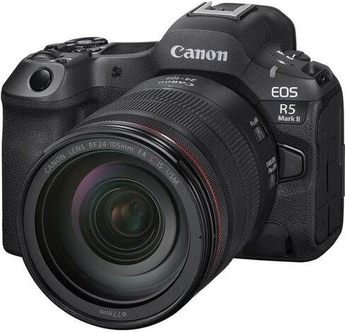 كاميرا Canon EOS R5 Mark II بدون مرآة مع عدسة مقاس 24-105 مم f/4L هي حزمة عدسات USM | مستشعر كامل الإطار عالي الدقة، بكسل مزدوج للتركيز البؤري التلقائي وفيديو 8K (6536C012) + محول EF-EOS R + بطاقة سعة 64 جيجابايت + بطارية + المزيد in Kuwait
