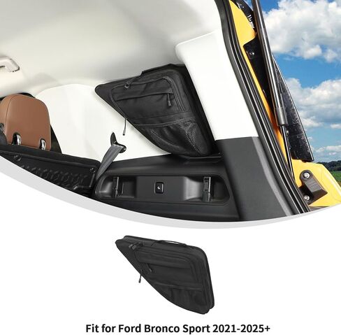 منظم شفط Linskip TrunkMate لسيارة Ford Bronco Sport 2021-2024 2025، حقيبة تخزين النافذة الجانبية الخلفية لزوج إكسسوارات صندوق السيارة Ford Bronco Sport (أسود) in Saudi Arabia