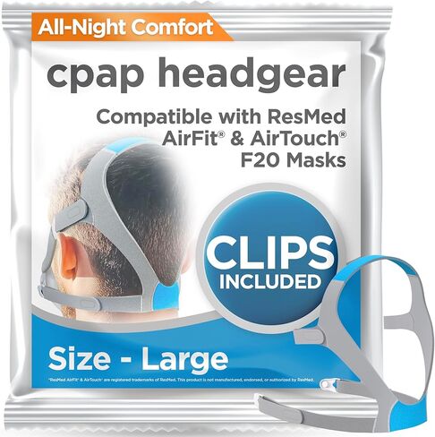 Resplabs CPAP غطاء رأس متوافق مع أقنعة Airfit & Airtouch F20 الكاملة - الحجم الصغير - حزام قناع CPAP البديل لتلائم آمن ومريح in Kuwait
