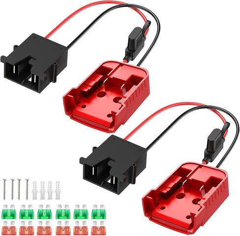 محول عجلة الطاقة لبطارية ميلووكي 18 فولت | محول بطارية لعبة الركوب 12 فولت وموصل قاعدة الطاقة | طقم ترقية مع حامل فيوز 40 أمبير، وحزام سلكي 12AWG in Kuwait