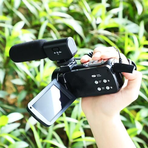 كاميرا فيديو رقمية عالية الدقة مقاس 4 بوصات تعمل باللمس لمدونات الفيديو وكاميرا فيديو محمولة خفيفة الوزن لتسجيل الفيديو وبثه، باللون الأسود in Saudi Arabia