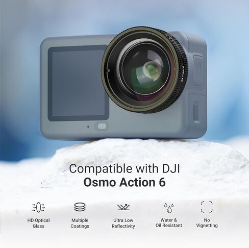 NEEWER Macro Lens Compatible with DJI Osmo Action 6 Only, Action Camera Close Up Photography Accessories with 2X Magnification, 2 Elements 1 Group, 2-3cm Focus Range, LS010 in Saudi Arabia