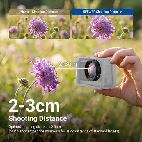 NEEWER Macro Lens Compatible with DJI Osmo Action 6 Only, Action Camera Close Up Photography Accessories with 2X Magnification, 2 Elements 1 Group, 2-3cm Focus Range, LS010 in Saudi Arabia