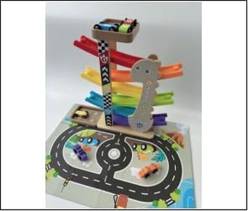 مسار سباق لعبة Wooden Car Ramp للألعاب للأطفال الصغار 1-3 مسار سيارة سباق الديناصورات للسيارات للأطفال الصغار 1 سنة من المهارات الحركية للسباق الصغار. in Kuwait